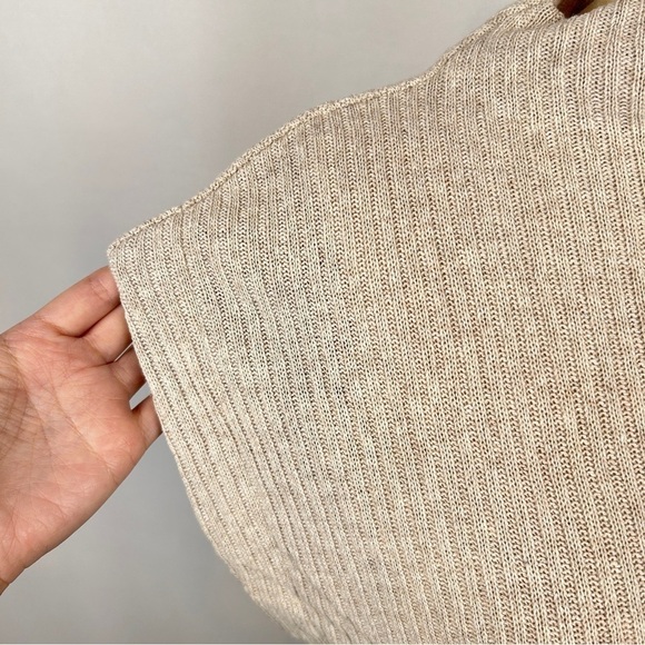 NEW Zara Tan Mock Neck Ribbed Vest Sleeveless Sweater Size Medium Tan Cream - Picture 4 of 10